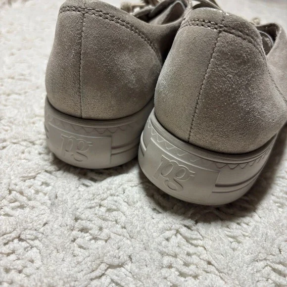 Paul Green $498 Genuine‎ Leather Taupe Shimmer Platform Lace Up Sneakers US 8.5 - Picture 7 of 16